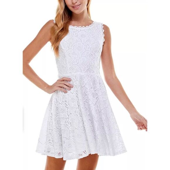 City Vibe White Lace Embroidered Fit & Flare Dress Size 1 NWT - Picture 1 of 13